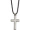 Chisel Stainless Steel Brushed and Polished Cross Leather Cord Pendant - Image 3 of 5