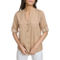 Calvin Klein Printed Crew Neck Roll Sleeve Button Up Top - Image 1 of 6