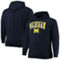 Champion Men's Navy Michigan Wolverines Big & Tall Arch Over Logo Powerblend Pullover Hoodie - Image 2 of 4