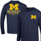 Champion Men's Navy Michigan Wolverines Team Stack Long Sleeve T-Shirt - Image 1 of 4