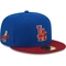 New Era Men's Royal/Red Los Angeles Dodgers Logo Primary Jewel Gold Undervisor 59FIFTY Fitted Hat - Image 1 of 4