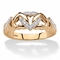 Diamond Accent Two-Tone Interlocking Hearts Ring in 18k Gold-plated Sterling Silver - Image 1 of 5