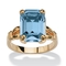 Emerald-Cut Simulated Birthstone Ring in Gold-Plated - Image 1 of 5