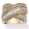 3.64 TCW Baguette Cut Cubic Zirconia Yellow Gold-Plated Crossover Ring - Image 1 of 5