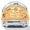 Yellow Gold-Plated Sterling Silver Two-Tone Scroll Motif Cigar Band Ring - Image 1 of 5