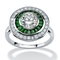 PalmBeach 2.26 TCW CZ and Emerald Halo Ring in Platinum-plated Sterling Silver - Image 1 of 5