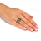 Emerald-Cut Simulated Green Emerald 3-Stone Ring in Sterling Silver - Image 3 of 5