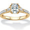 PalmBeach Gold-plated Sterling Silver Created White Sapphire Promise Ring - Image 1 of 5