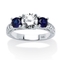 PalmBeach 2.47 Cttw. CZ and Simulated Sapphire Sterling Silver 3-Stone Ring - Image 1 of 5