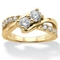 PalmBeach 1.20 Cttw. Cubic Zirconia 14k Gold-plated Silver 2-Stone Engagement Ring - Image 1 of 5