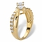 PalmBeach 1.20 Cttw. Cubic Zirconia 14k Gold-plated Silver 2-Stone Engagement Ring - Image 2 of 5