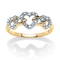 Diamond Accent Triple Heart Link Ring in 18k Gold-plated Sterling Silver - Image 1 of 5