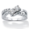 PalmBeach 1.20 Cttw. Platinum-plated Silver Cubic Zirconia Bypass Promise Ring - Image 1 of 5