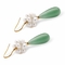 Jade and Cultured Freshwater Pearl Accent 10k Yellow Gold Drop Earrings - Image 2 of 4