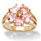 4 TCW Heart-Shaped Pink Cubic Zirconia Yellow Gold-Plated Flower Ring - Image 1 of 5