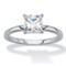 PalmBeach Princess-Cut Platinum-Plated Silver White Sapphire Engagement Ring - Image 1 of 5