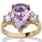 PalmBeach 6.41TCW Purple Pear-Shaped Cubic Zirconia Ring Yellow Gold-Plated - Image 1 of 5