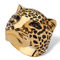 PalmBeach Black Pave Crystal Leopard Fashion Ring Yellow Gold-Plated - Image 1 of 5