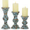 Morgan Hill Home Traditional Light Blue Wood Candle Holder Set - Image 1 of 5