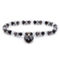 PalmBeach Black & White Crystal Silvertone Bead Bracelet 7