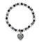 PalmBeach Black & White Crystal Silvertone Bead Bracelet 7