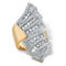 PalmBeach Step-Top Baguette Crystal Bypass Cocktail Ring Yellow Gold-Plated - Image 1 of 5