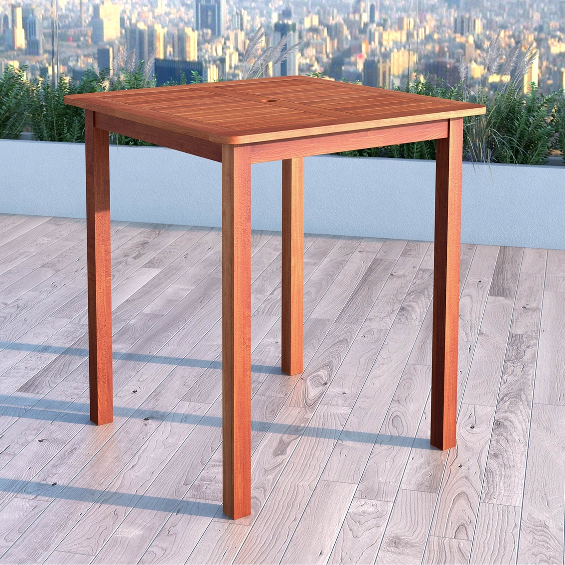 CorLiving Miramar Hardwood Outdoor Bar Height Table - Image 3 of 4