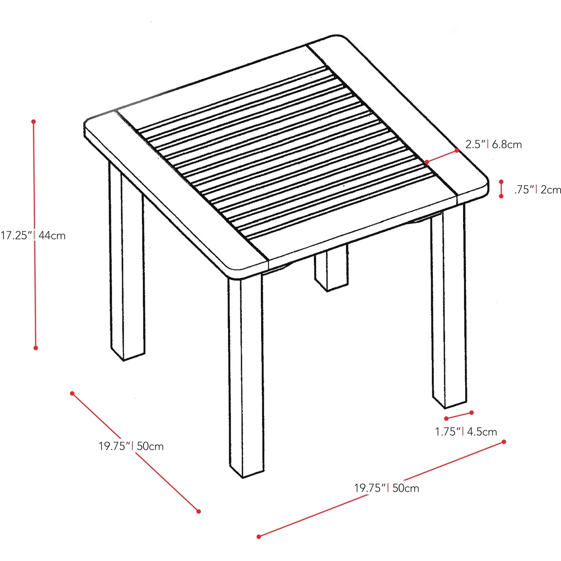 CorLiving Miramar Hardwood Outdoor Side Table - Image 4 of 4