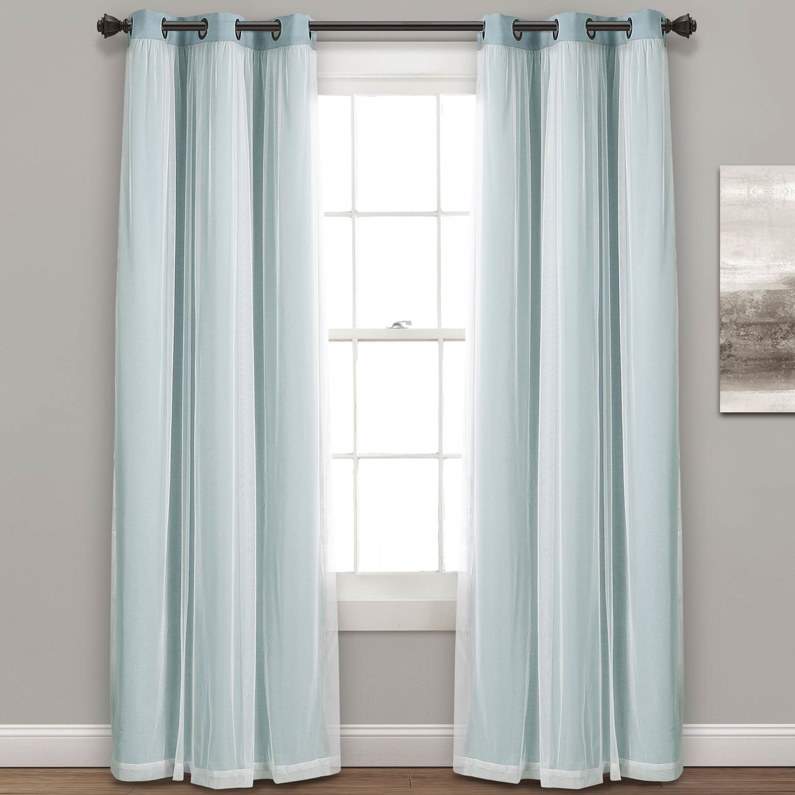 Lush Decor Grommet Sheer Panels with Insulated Blackout Lining 2 pk. Curtains Set - Image 2 of 4