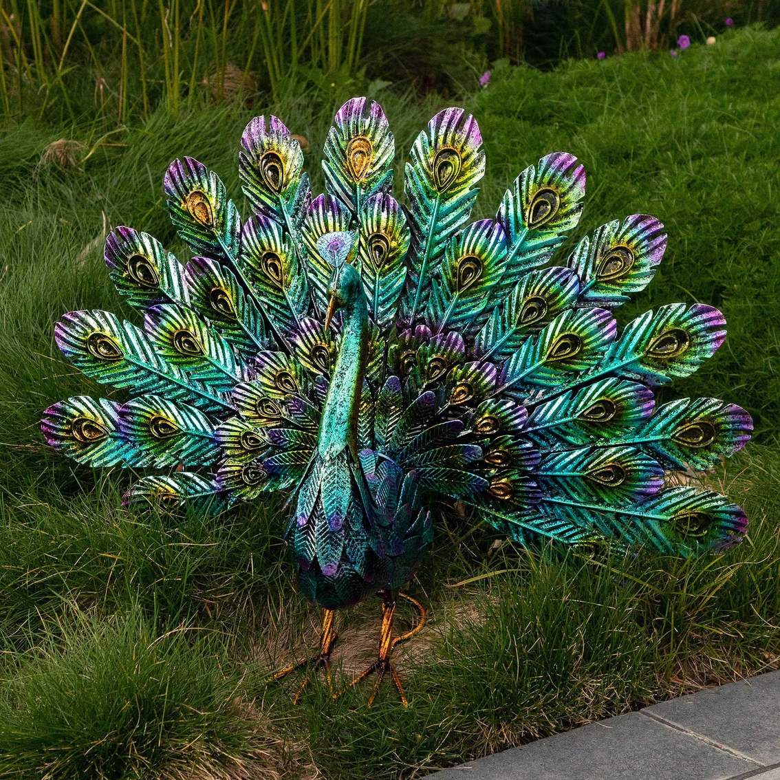 Alpine Metal Peacock Outdoor Decor - Image 2 of 6