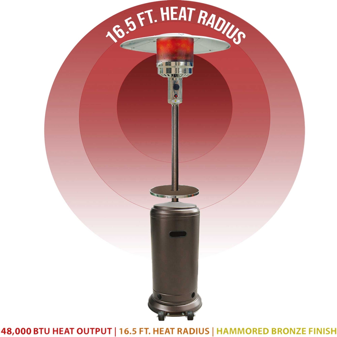 Hanover 7 ft. 41,000 BTU Steel Umbrella Propane Patio Heater - Image 6 of 8