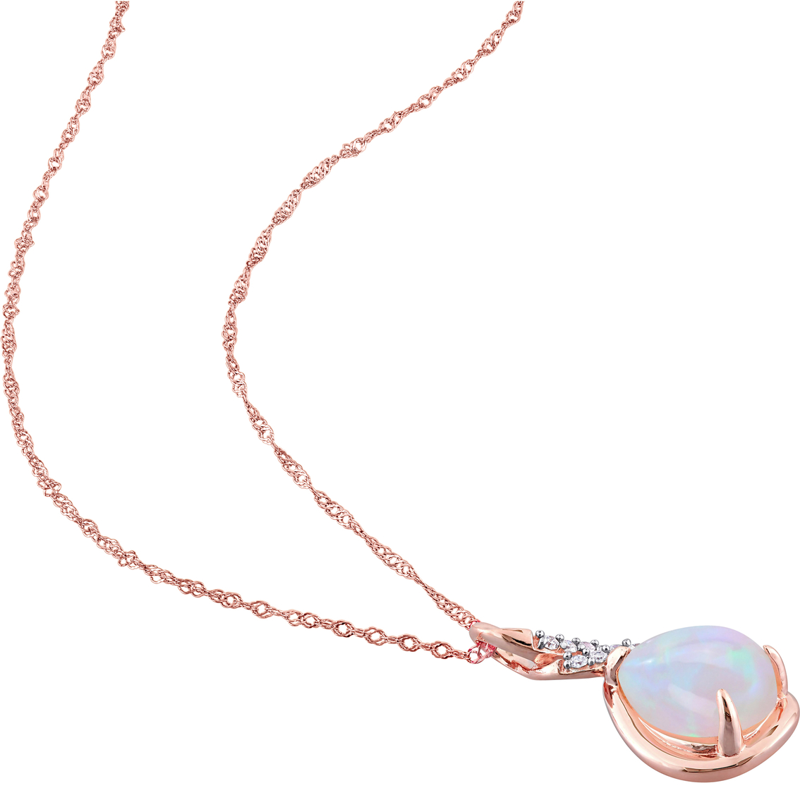 Sofia B. 10K Rose Gold 2 CTW Opal and Diamond Accent Twist Pendant with Chain - Image 2 of 3