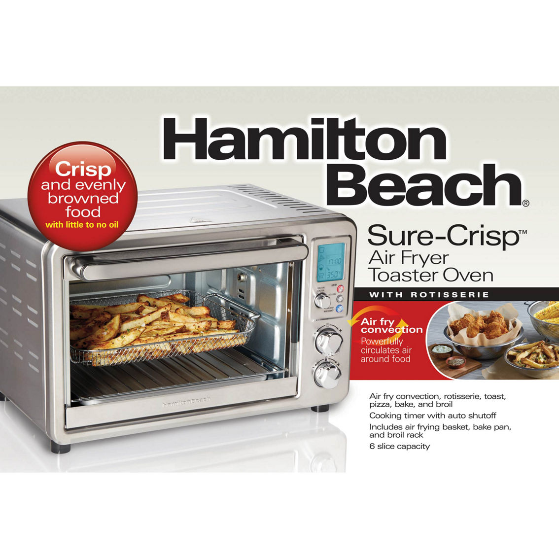 Hamilton Beach Sure-Crisp Digital Air Fryer Toaster Oven with Rotisserie - Image 2 of 6