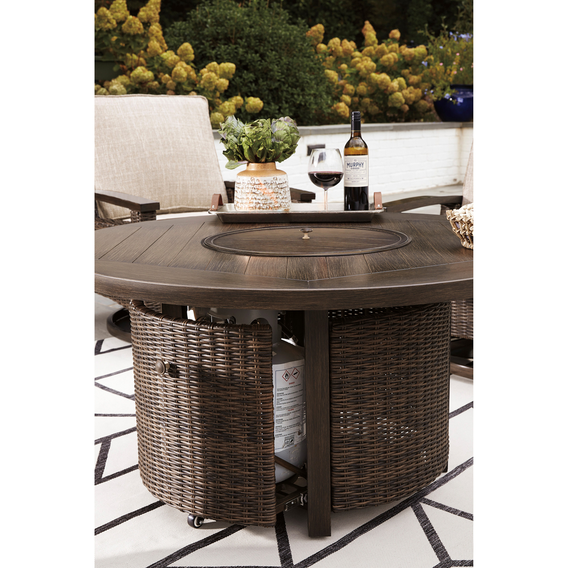 Signature Design by Ashley Grasson Lane Lounge Chairs, Loveseat, Firepit Table Set - Image 8 of 8