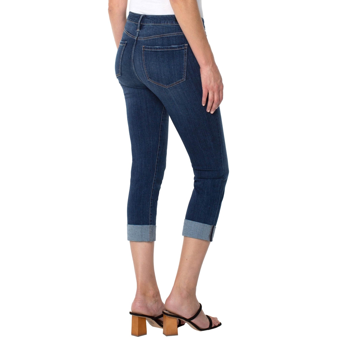 Liverpool Petite Charlie Crop Wide Rolled Cuff Denim Jeans - Image 4 of 4