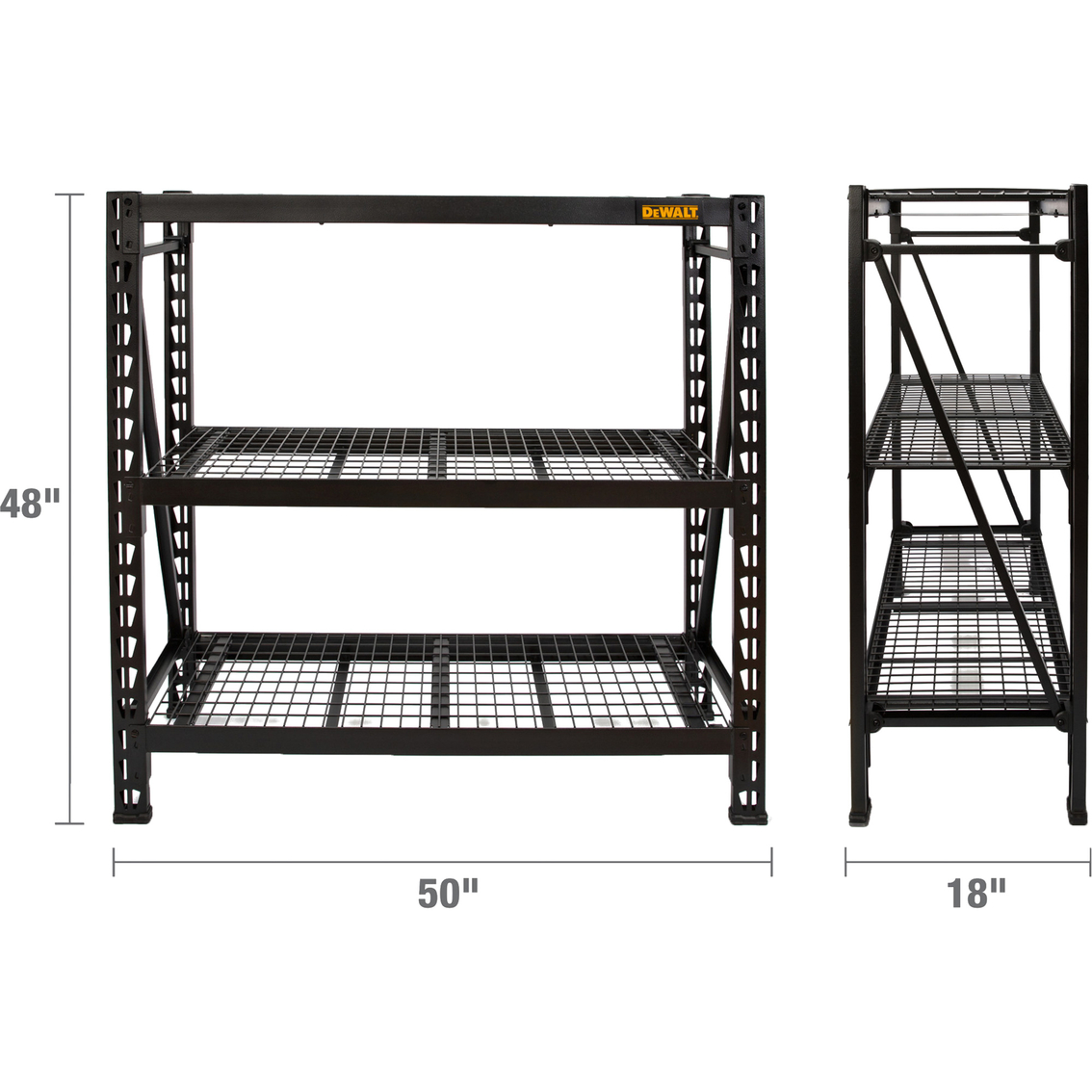 DeWalt 4 ft. Tall Black Frame 3 Shelf Steel Wire Deck Industrial Storage Rack - Image 8 of 8