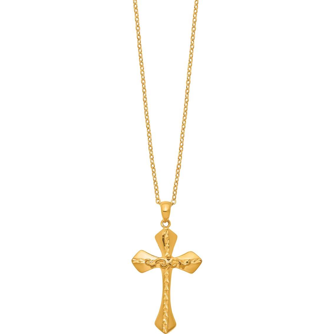 24K Pure Gold 20 in. Fashion Cross Pendant Necklace - Image 2 of 7