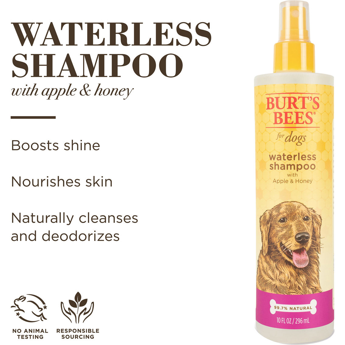 Burts Bees Waterless Dog Shampoo Spray with Apple and Honey 10 oz. - Image 4 of 7