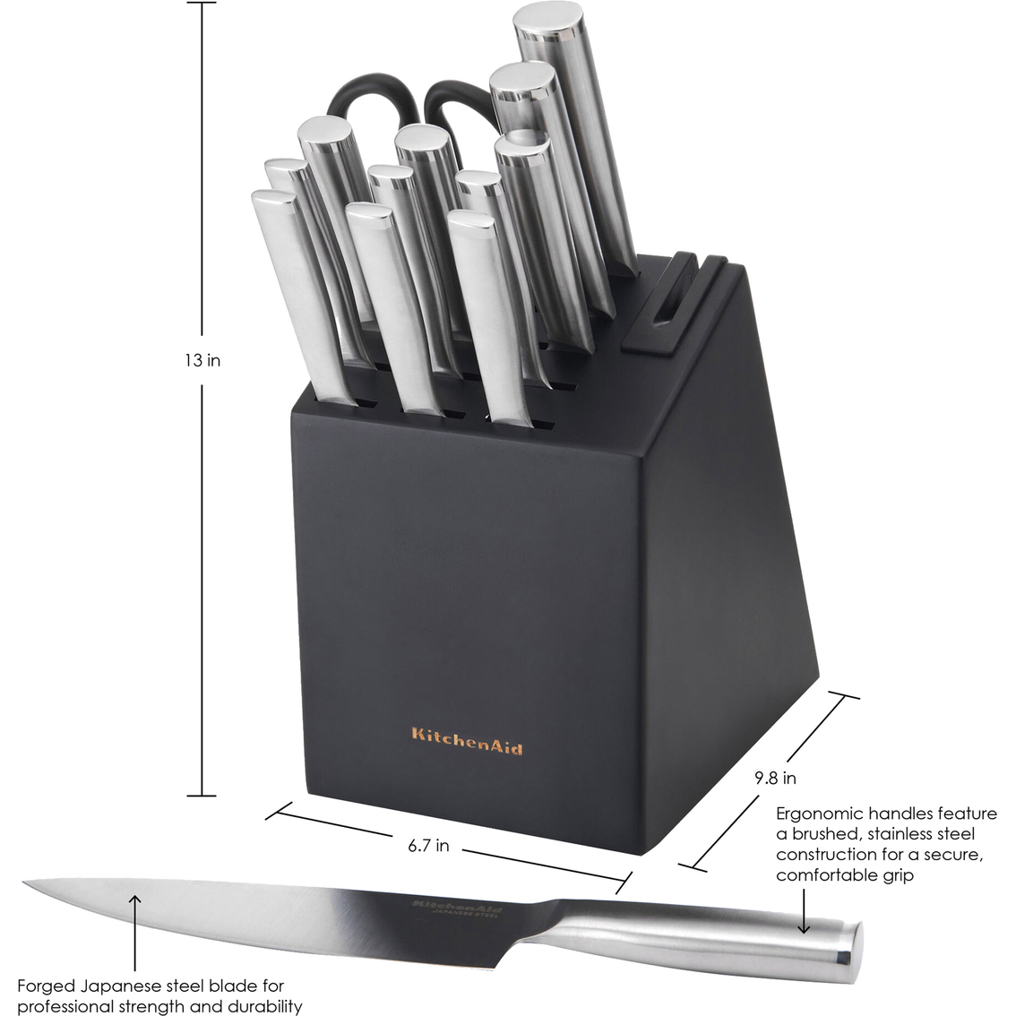 KitchenAid Gourmet Stainless Steel Block Cutlery Set 14 pc. - Image 4 of 5