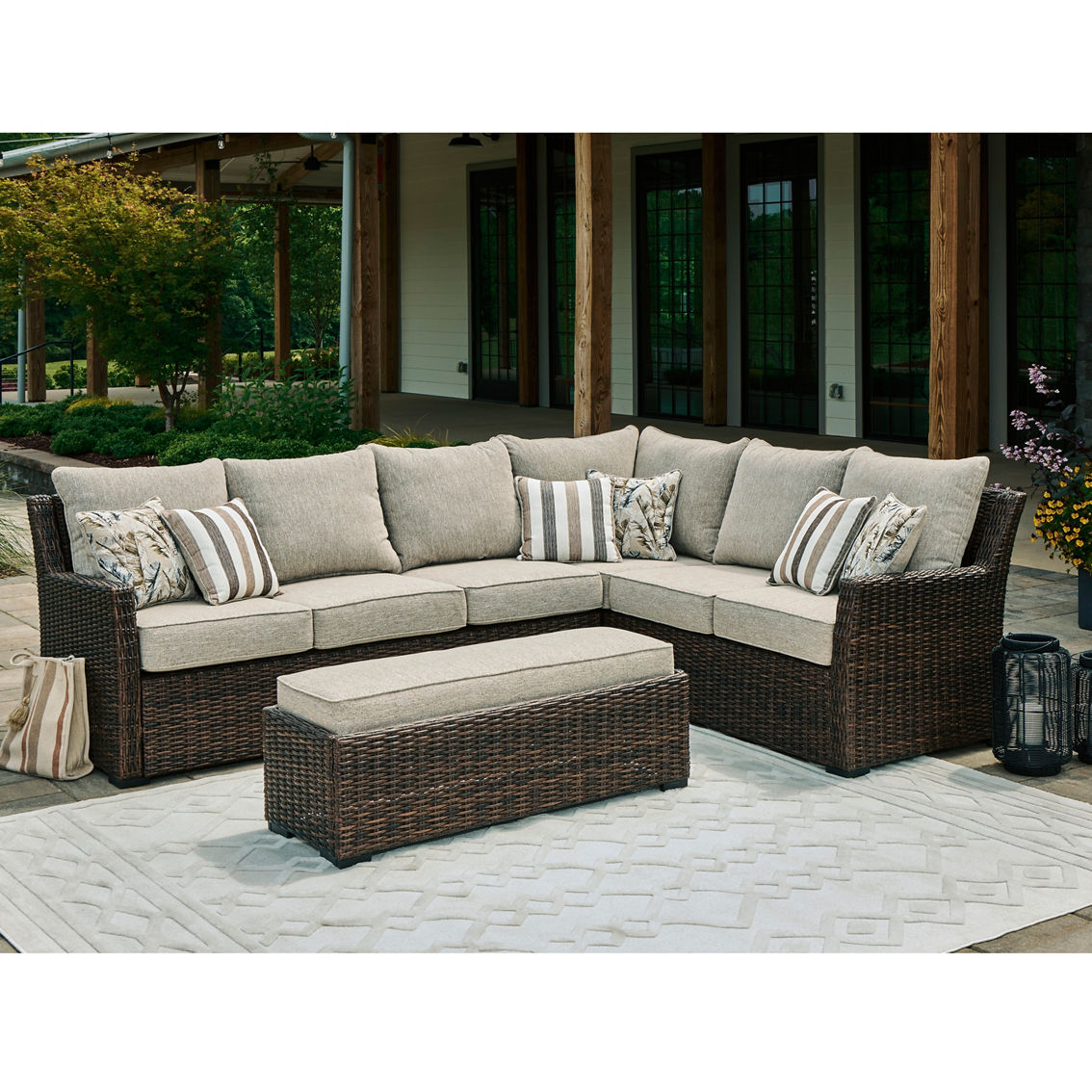 Signature Design by Ashley Brook Ranch 2 pc. Outdoor Set: Sofa Sectional, Table - Image 2 of 3