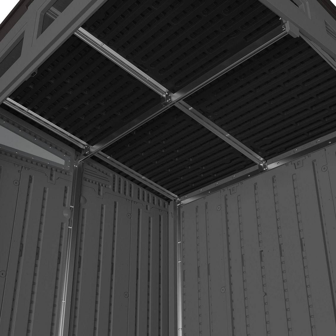 Suncast Modernist 6 ft. x 5 ft. Peppercorn Walls and Passive Doors Storage Shed - Image 4 of 4