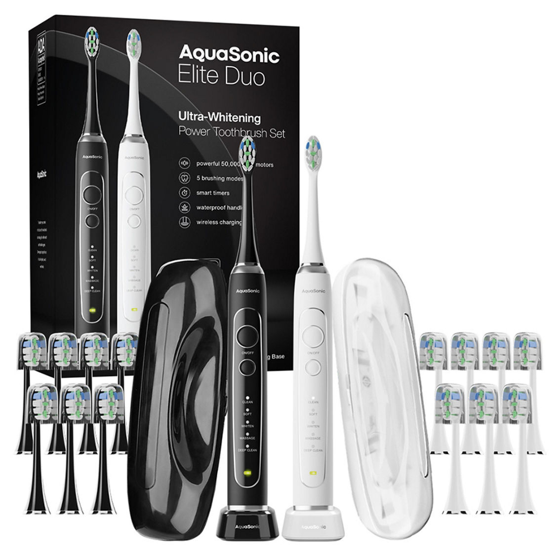 AquaSonic Elite Duo Series Black and White Electric Toothbrush Set - Image 2 of 5