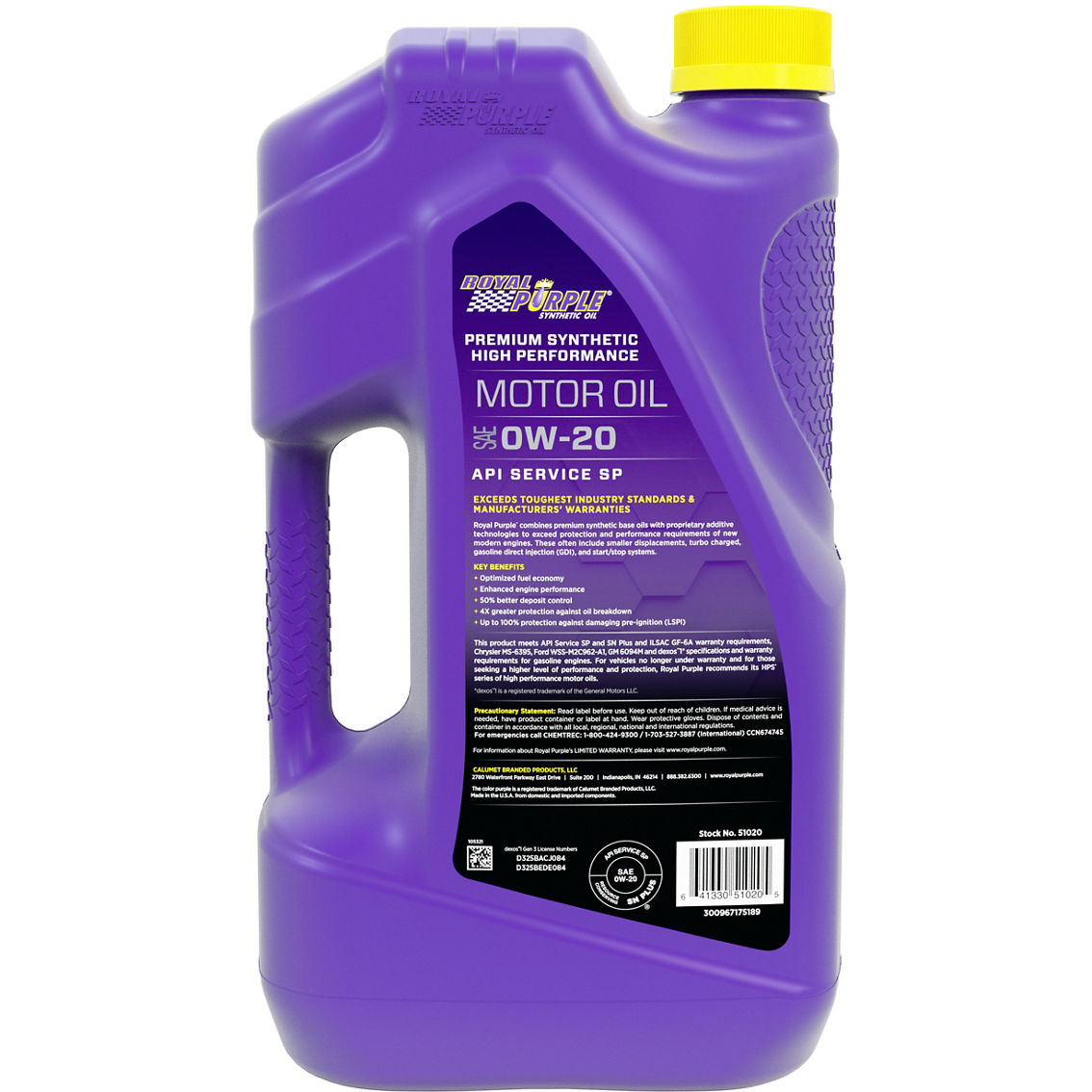 Royal Purple SAE 0W-20 High Performance Synthetic Motor Oil 5 qt. - Image 2 of 2