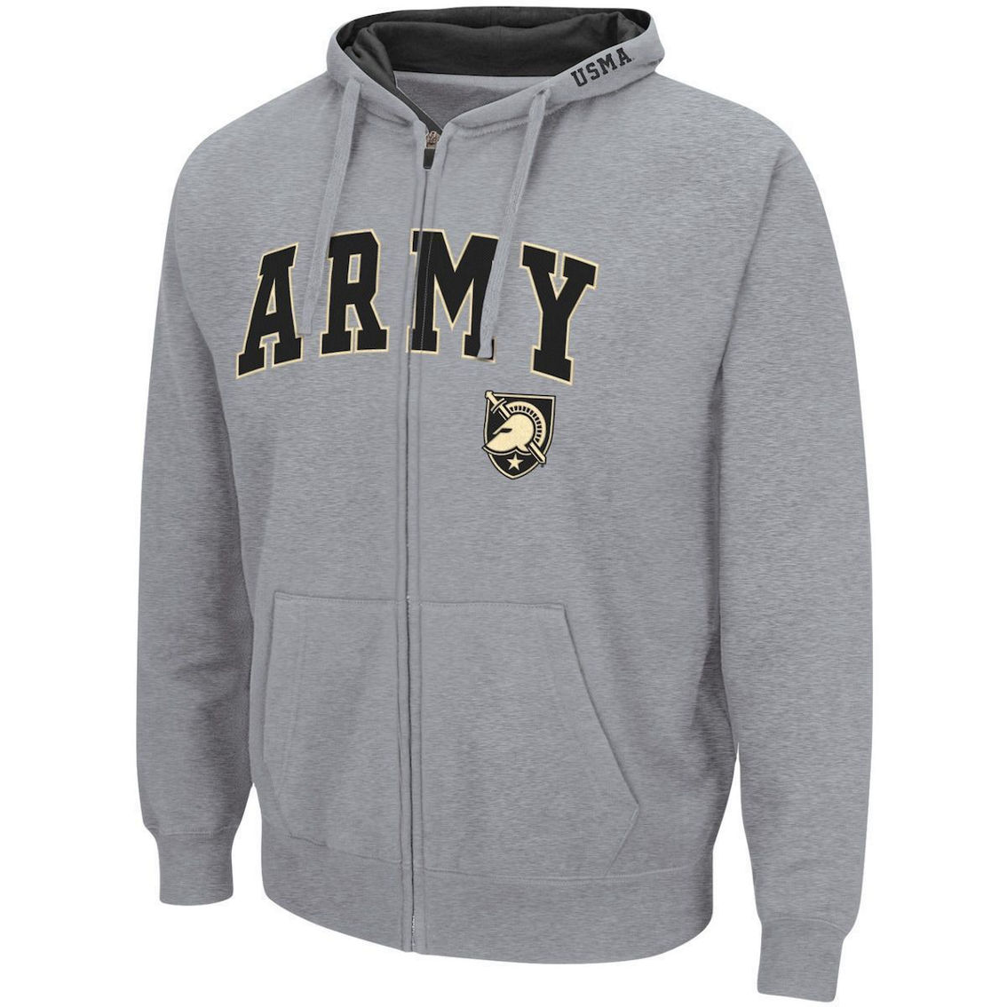 Colosseum Men's Heathered Gray Army Black Knights Arch & Logo 3.0 Full-Zip Hoodie - Image 3 of 4