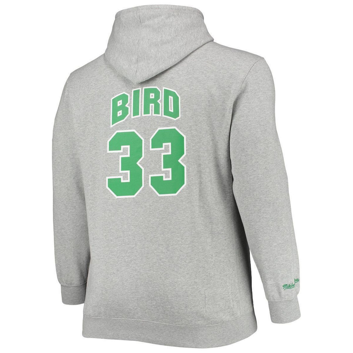Mitchell & Ness Men's Larry Bird Heathered Gray Boston Celtics Big & Tall Name & Number Pullover Hoodie - Image 4 of 4