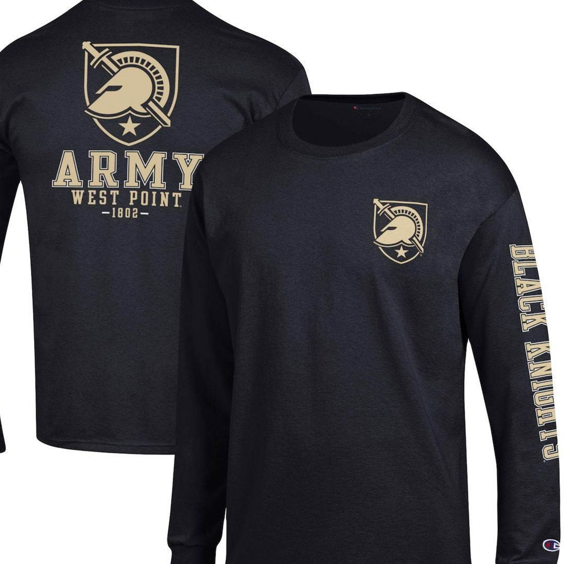 Champion Men's Black Army Black Knights Team Stack Long Sleeve T-Shirt - Image 2 of 4