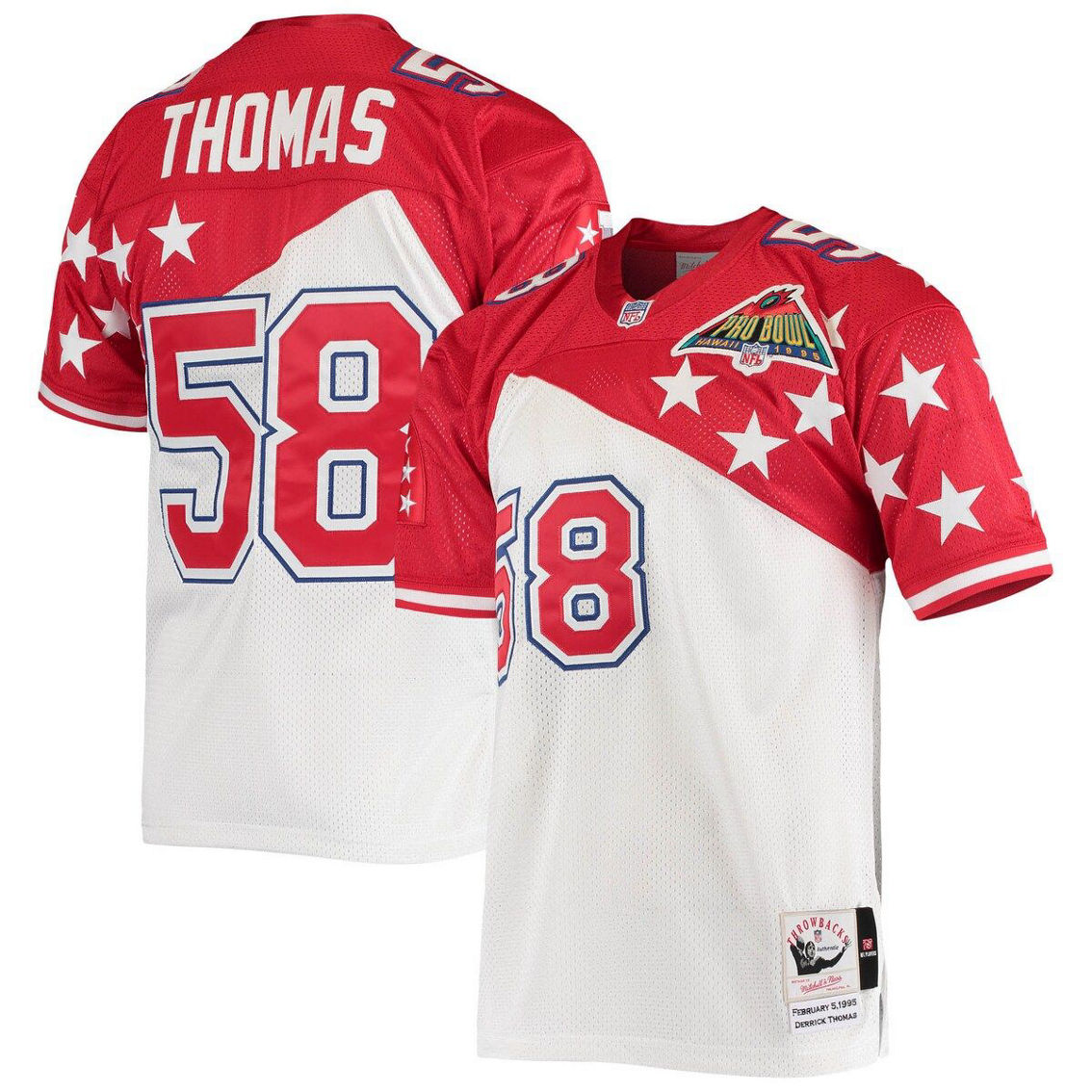 Mitchell & Ness Men's Derrick Thomas White/Red AFC 1995 Pro Bowl Authentic Jersey - Image 2 of 4