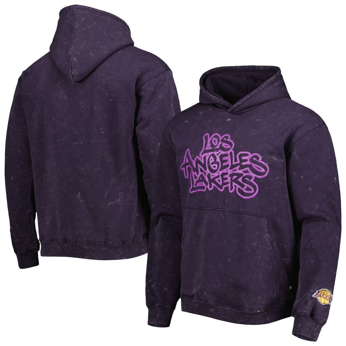 The Wild Collective Unisex Purple Los Angeles Lakers Tonal Acid Wash Pullover Hoodie - Image 2 of 4