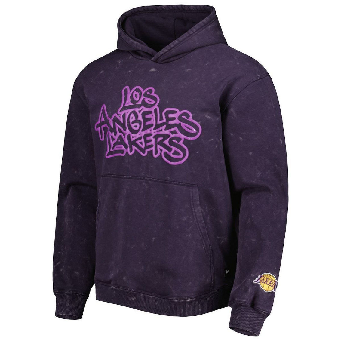 The Wild Collective Unisex Purple Los Angeles Lakers Tonal Acid Wash Pullover Hoodie - Image 3 of 4