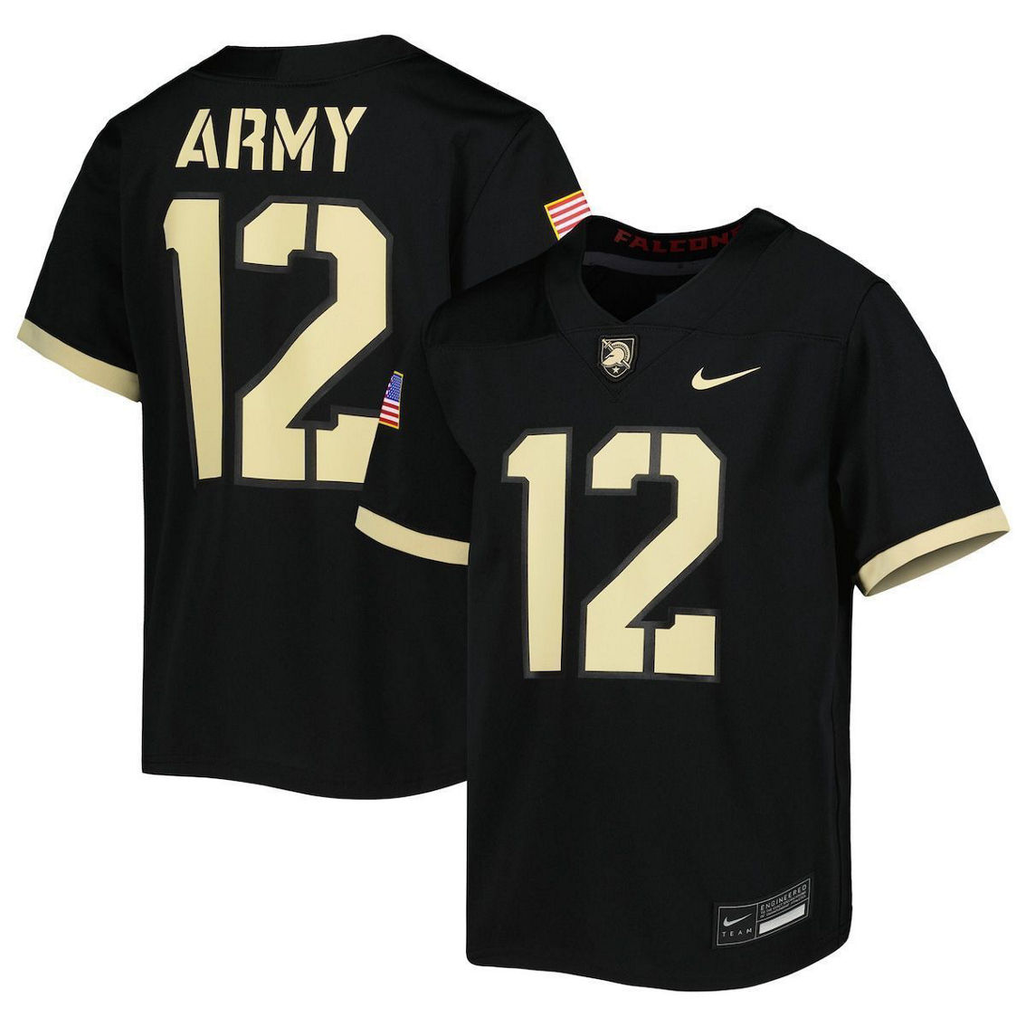 Nike Youth #12 Black Army Black Knights 1st Armored Division Old Ironsides Untouchable Football Jersey - Image 2 of 4
